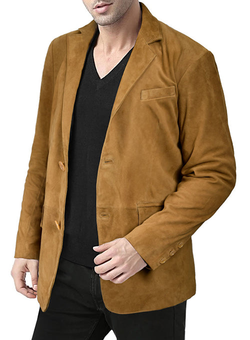 Ginger Brown Suede Leather Blazer - StudioSuits