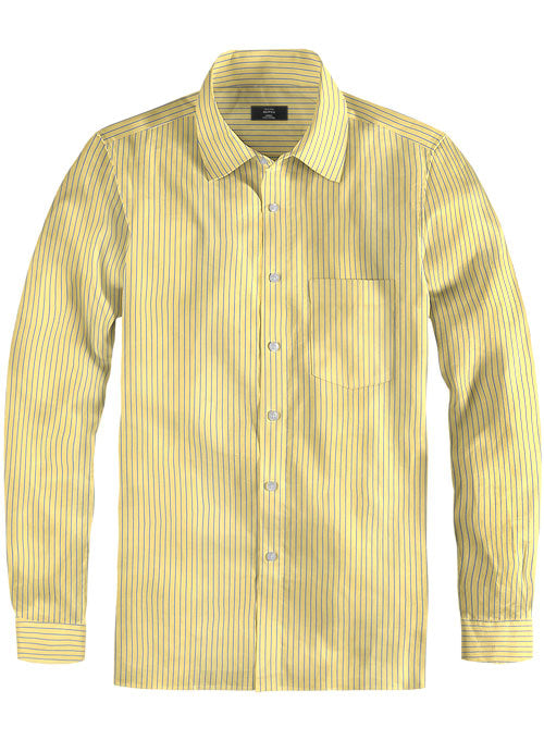 Giza Yellow Stripes Cotton Shirt