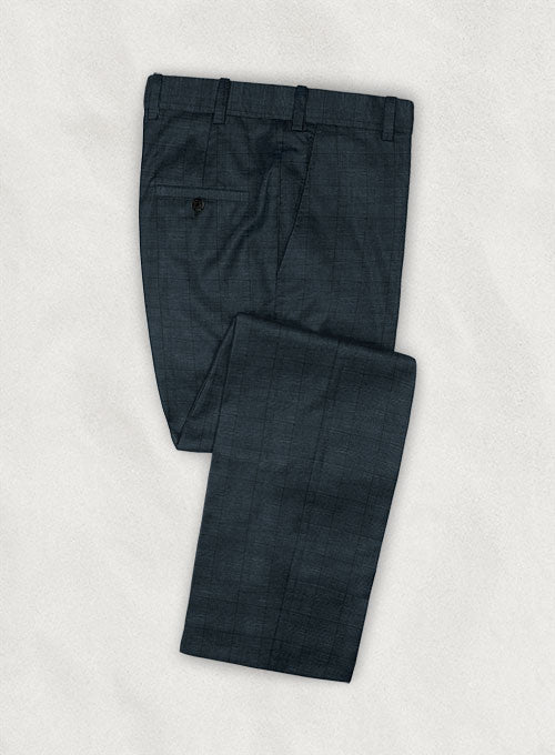 Glen Blue Wool Linen Pants - StudioSuits