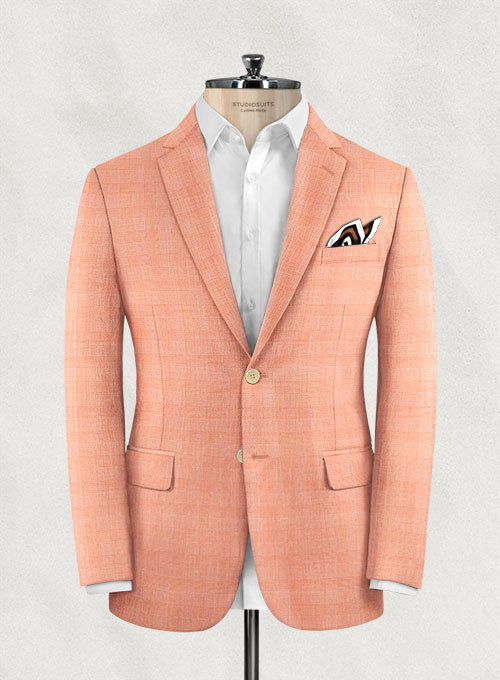 Glen Cuban Orange Wool Linen Suit - StudioSuits