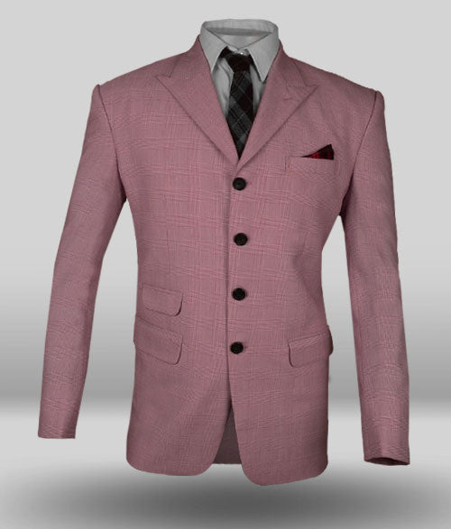 Glen Dark Pink Wool Linen Jacket - StudioSuits