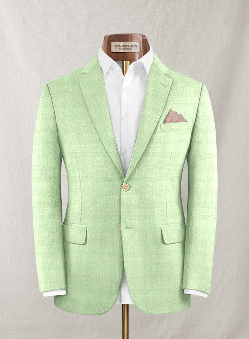 Glen Light Green Wool Linen Jacket - StudioSuits