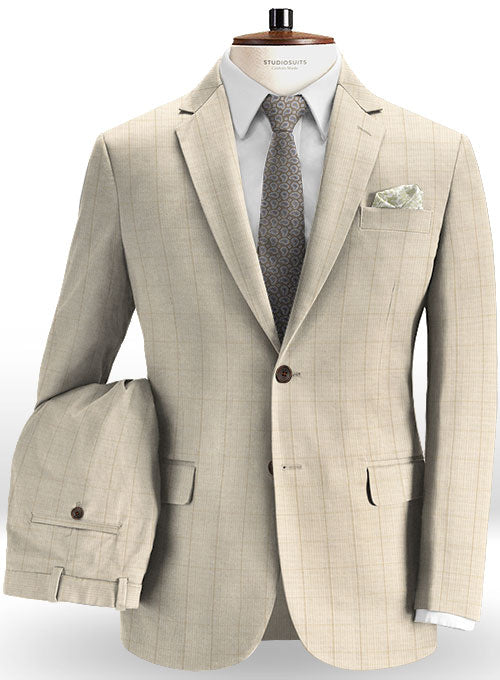 Glen Stretch Cotton Fawn Suit - StudioSuits