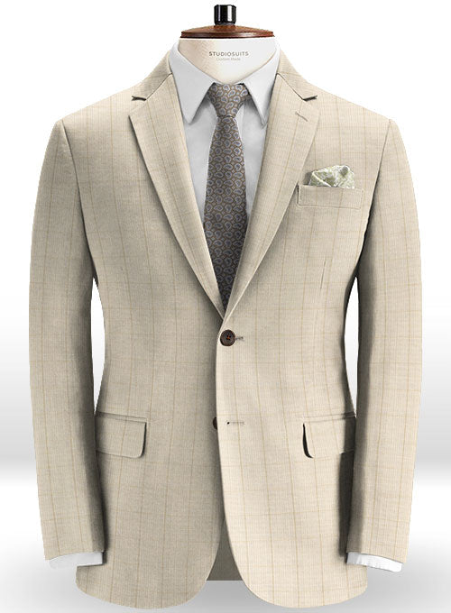 Glen Stretch Cotton Fawn Suit - StudioSuits