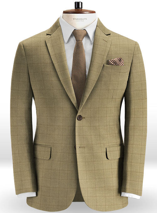 Glen Stretch Cotton Beige Suit - StudioSuits