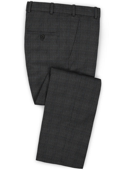 Glen Wool Charcoal Pants- Pre Set Sizes - Quick Order - StudioSuits