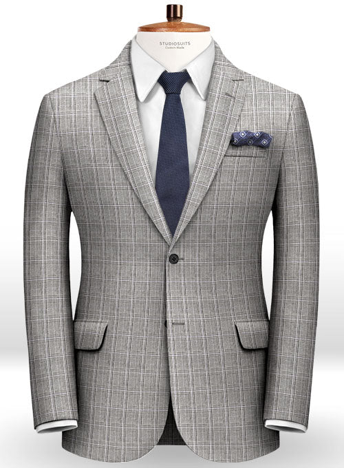 Glen Wool Light Gray Suit - StudioSuits