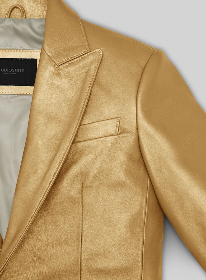 Golden Catwalk Leather Blazer # 2 - StudioSuits