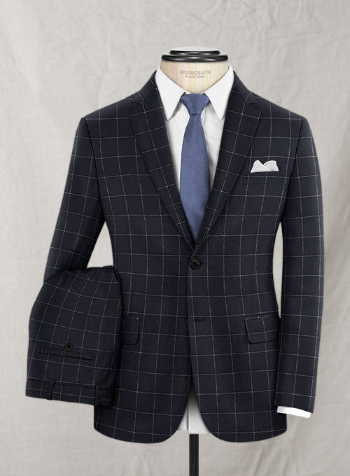 Graf Blue Checks Wool Suit - StudioSuits