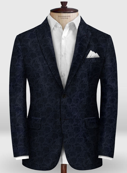Graffiti Blue Flower Wool Suit - StudioSuits