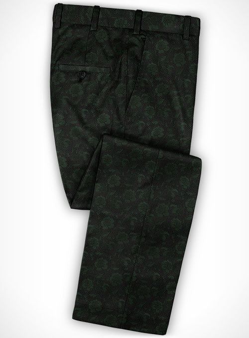 Graffiti Green Black Flower Wool Tuxedo Suit - StudioSuits
