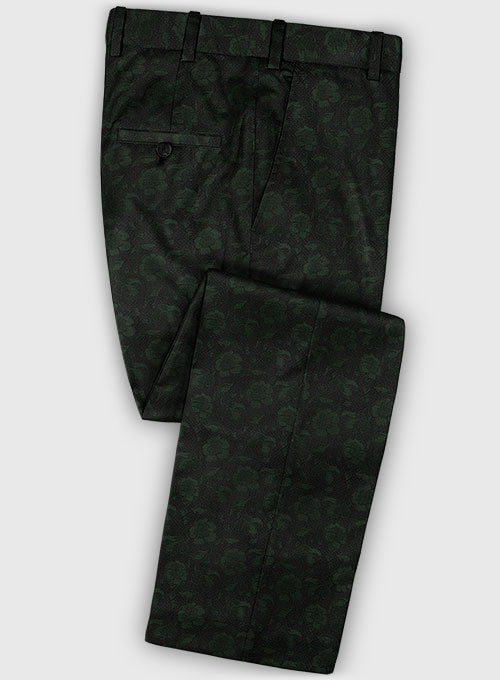 Graffiti Green Black Flower Wool Pants - StudioSuits