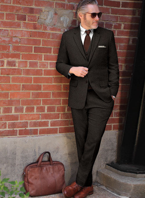 Gray Brown Heavy Tweed Suit - StudioSuits
