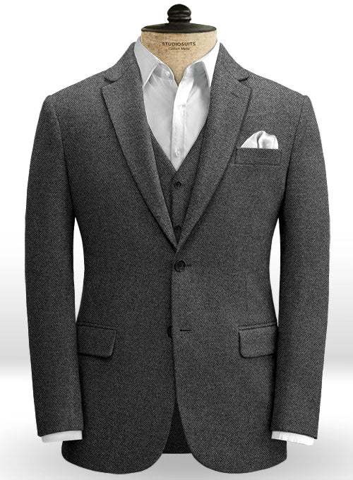 Gray Denim Tweed Jacket - StudioSuits