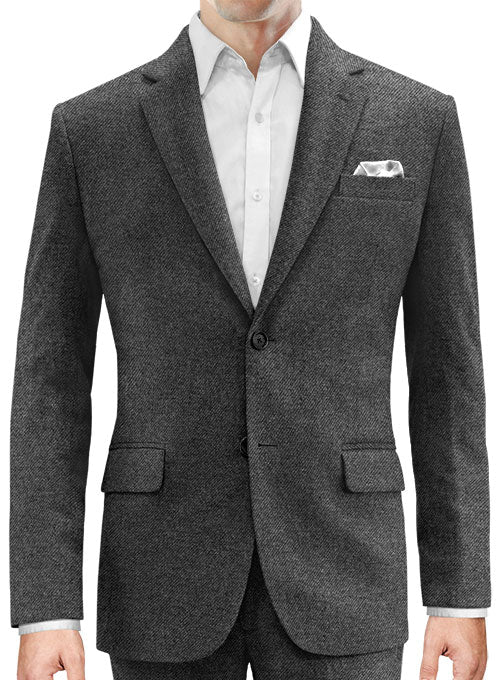 Gray Denim Tweed Suit - StudioSuits
