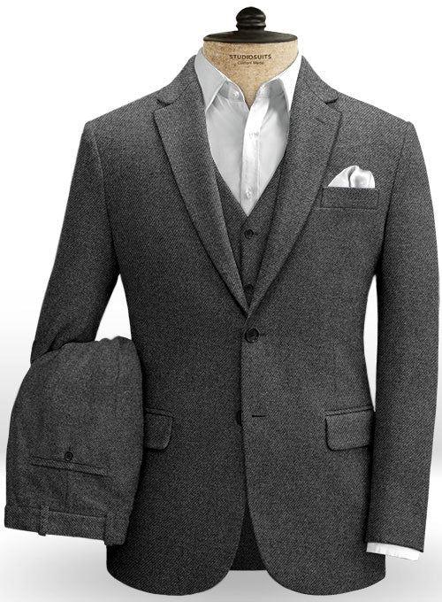 Gray Denim Tweed Suit - StudioSuits