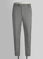 Gray Feather Cotton Canvas Stretch Pants - StudioSuits