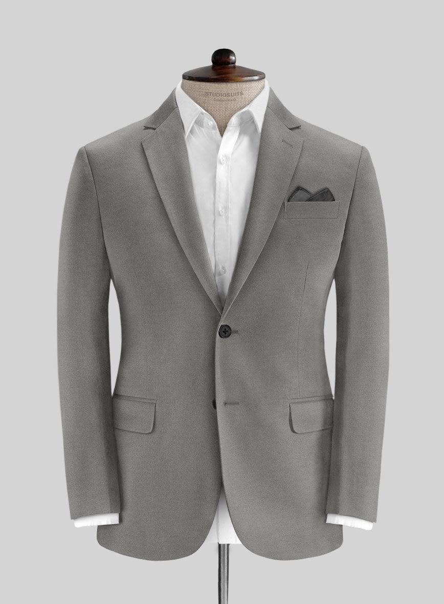 Gray Feather Cotton Canvas Stretch Suit - StudioSuits