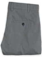 Washed Gray Feather Cotton Canvas Stretch Chino Pants - StudioSuits