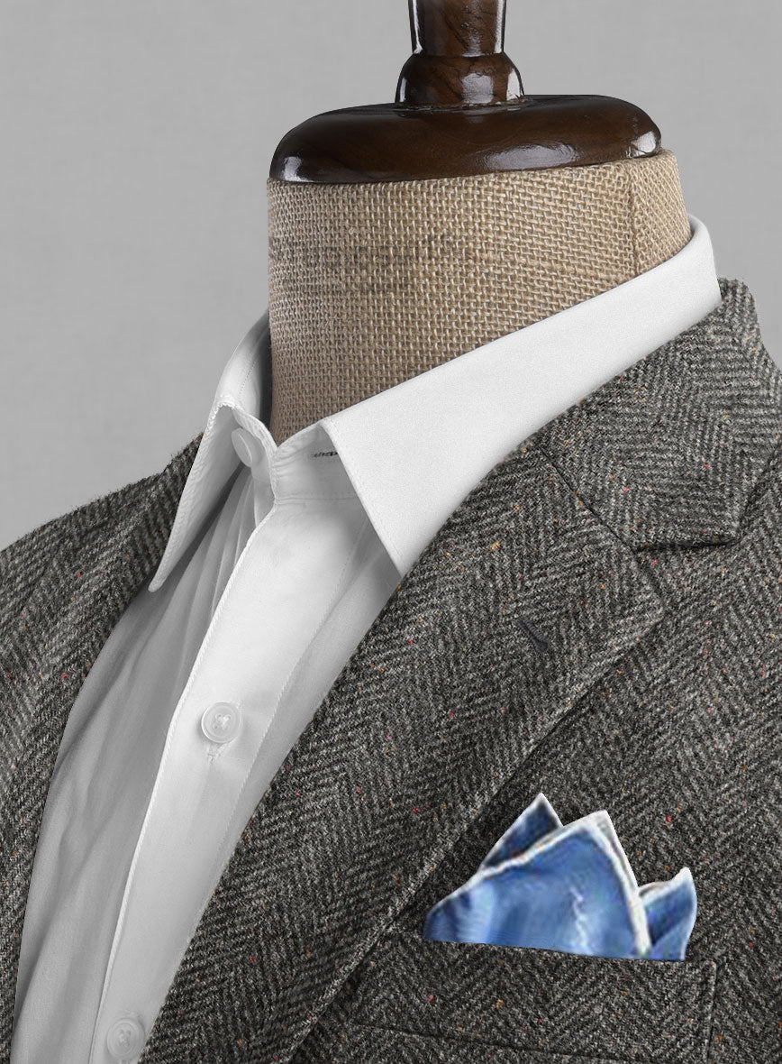 Gray Herringbone Flecks Donegal Tweed Jacket - StudioSuits