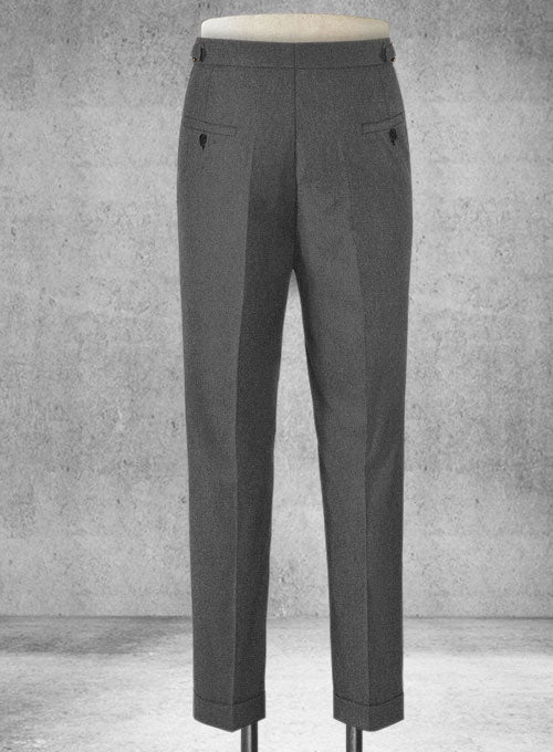 Gray Highland Flannel Wool Trousers - StudioSuits