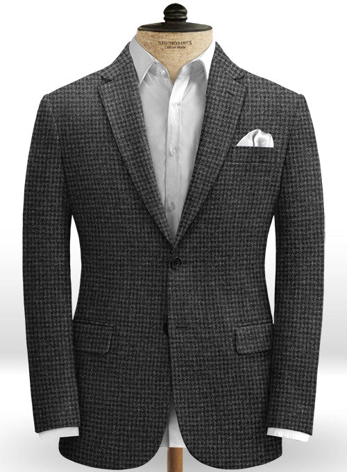 Gray Houndstooth Tweed Jacket - StudioSuits