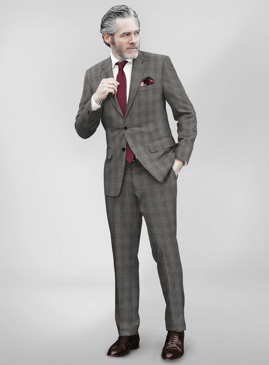 Gray Mont Checks Flannel Wool Suit - StudioSuits