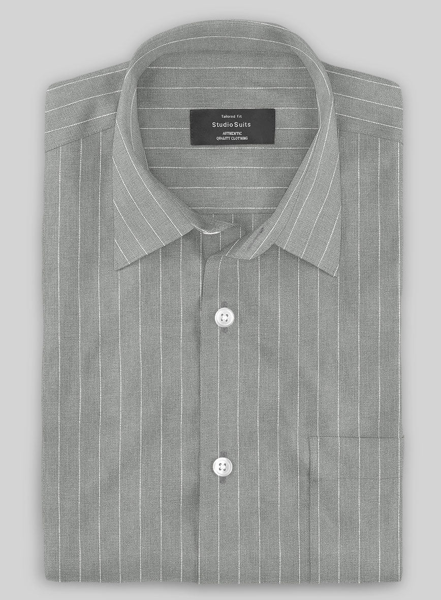 Gray Stripe Linen Shirt - StudioSuits