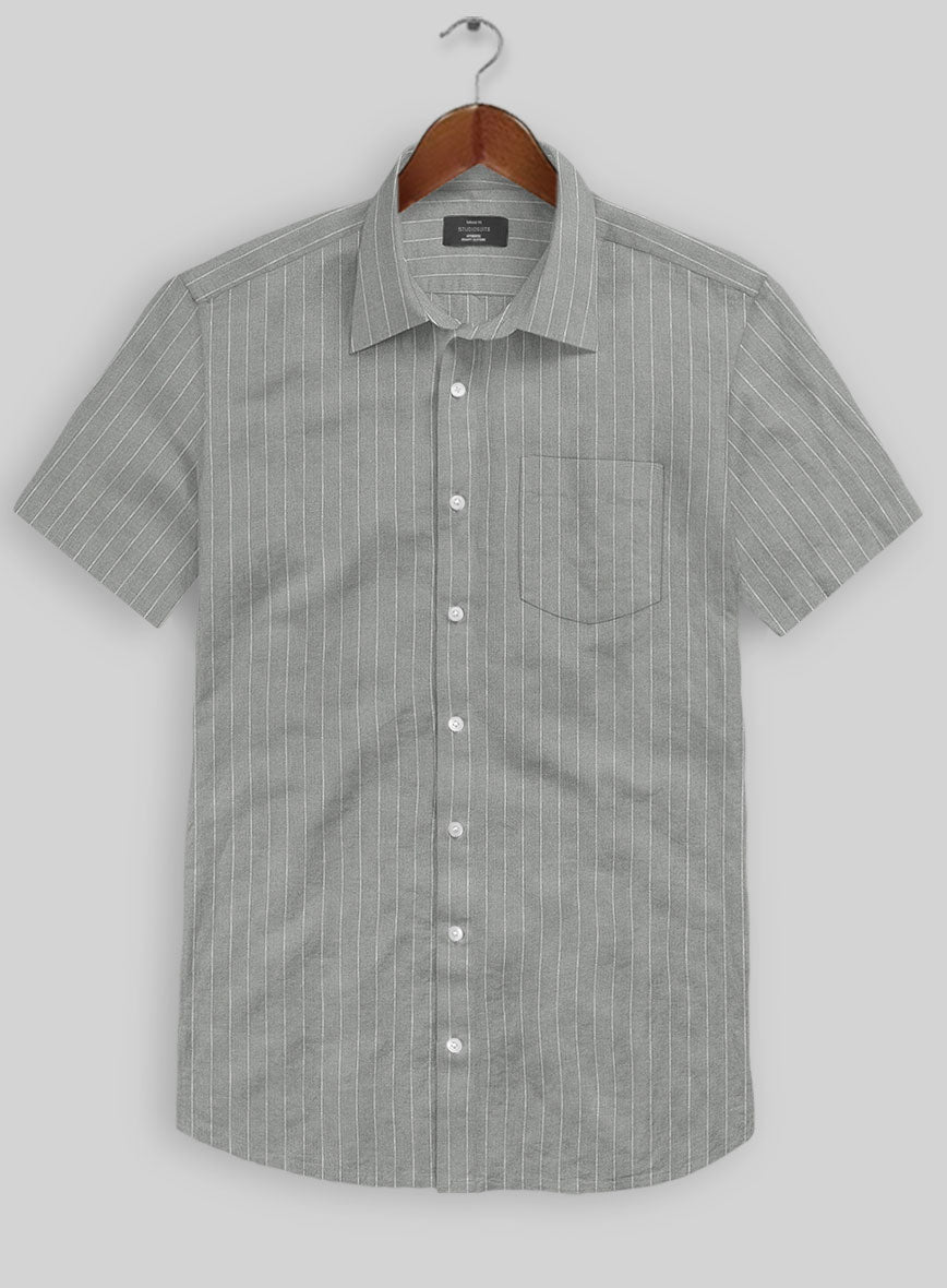 Gray Stripe Linen Shirt - StudioSuits