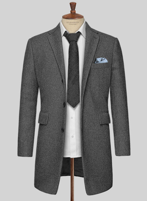 Gray Tweed Overcoat - StudioSuits