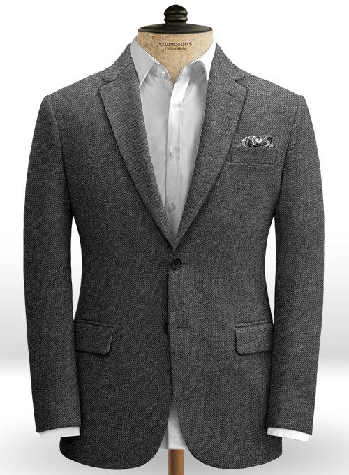 Gray Twill Tweed Jacket - StudioSuits