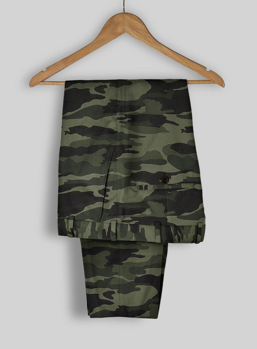 Green Stretch Camo Pants - StudioSuits