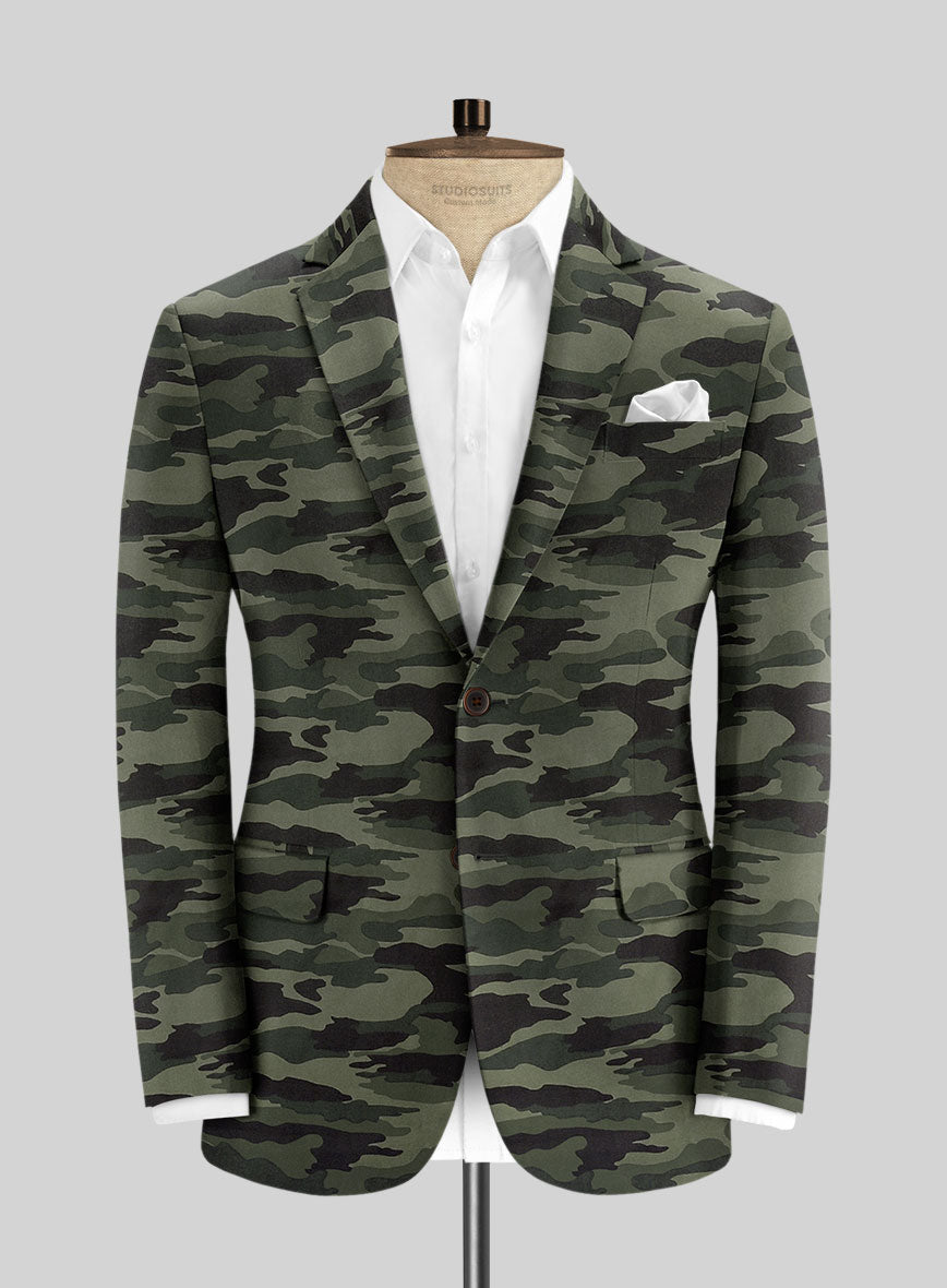 Green Stretch Camo Suit - StudioSuits