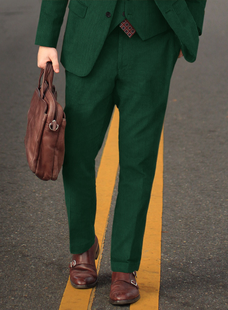 Green Thick Stretch Corduroy Suit - StudioSuits
