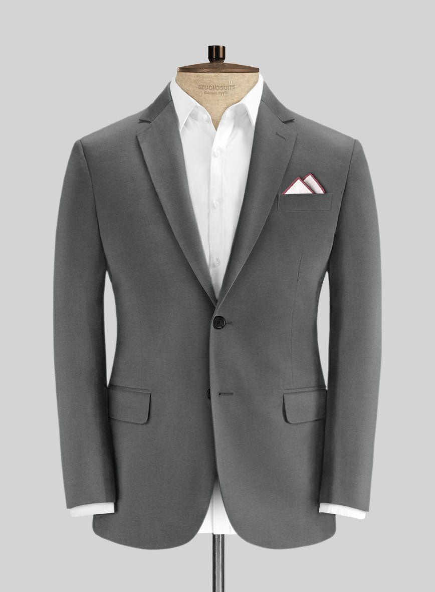 Gray Cotton Power Stretch Chino Jacket - StudioSuits
