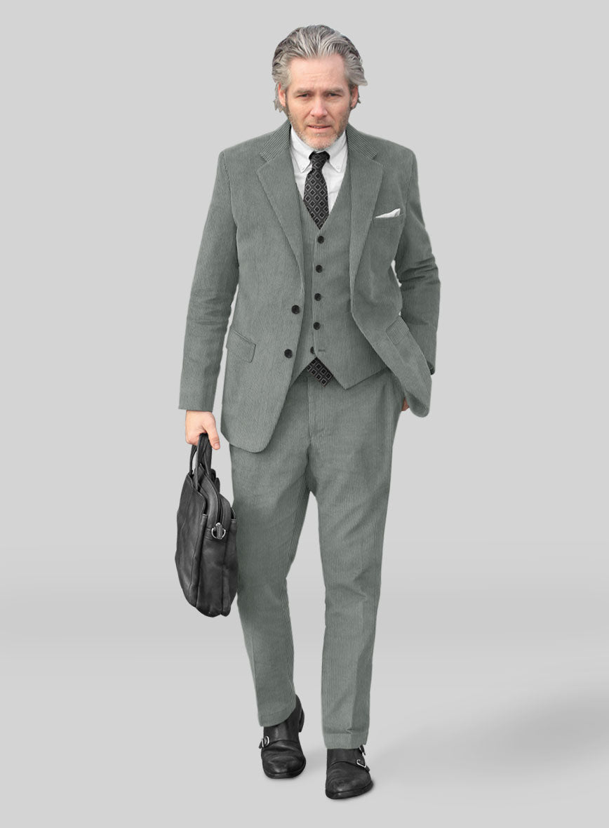 Gray Thick Stretch Corduroy Suit - StudioSuits