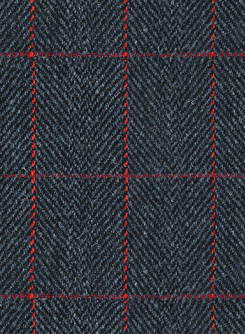 Harris Tweed Blue Checks Pea Coat - StudioSuits