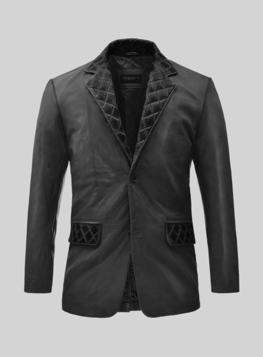 Harper Burnt Charcoal Leather Blazer - StudioSuits