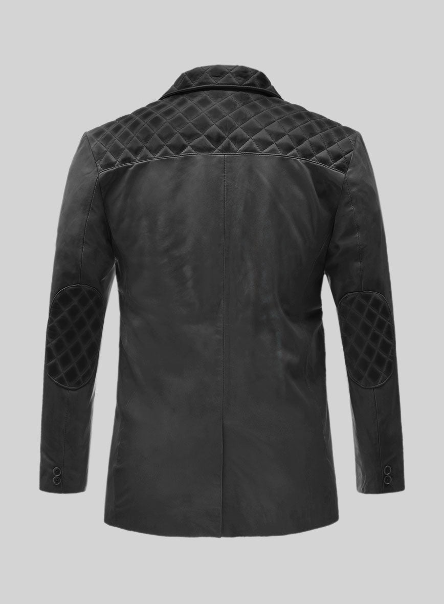 Harper Burnt Charcoal Leather Blazer - StudioSuits