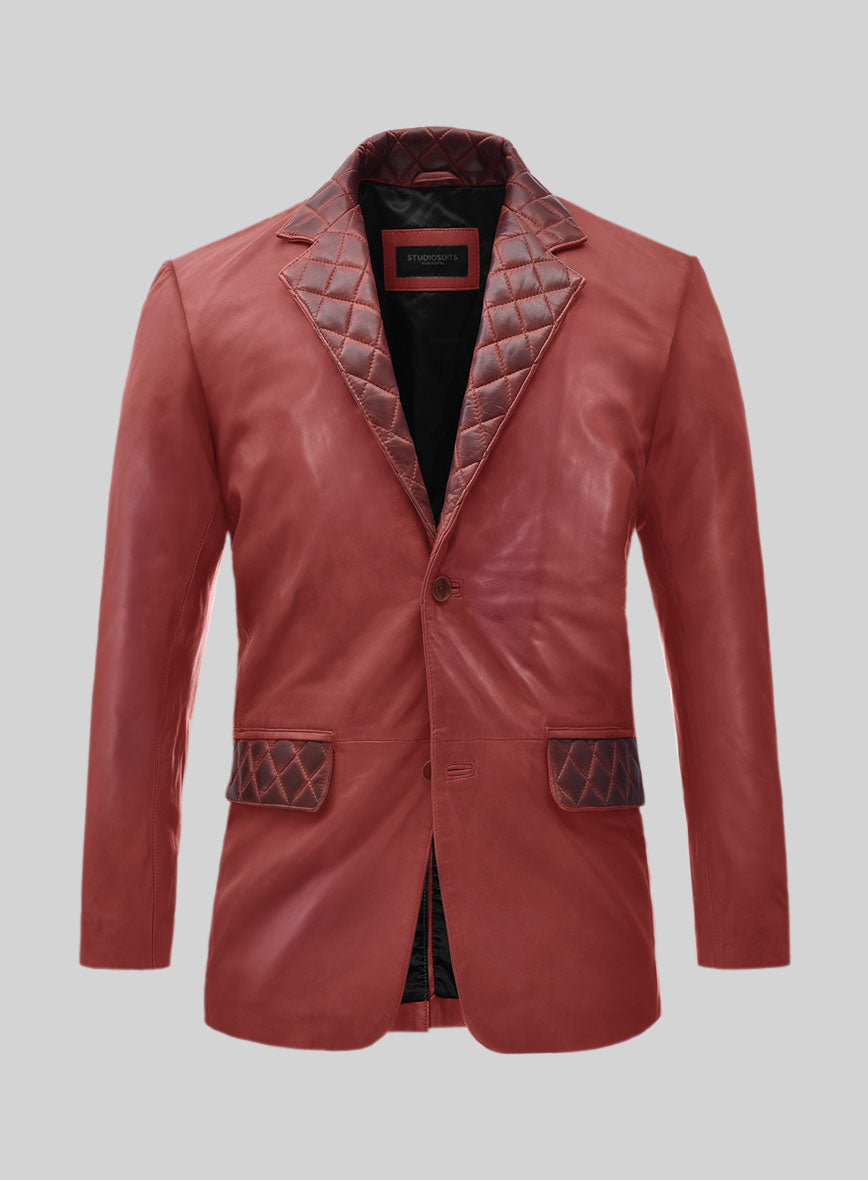 Harper Burnt Red Leather Blazer - StudioSuits