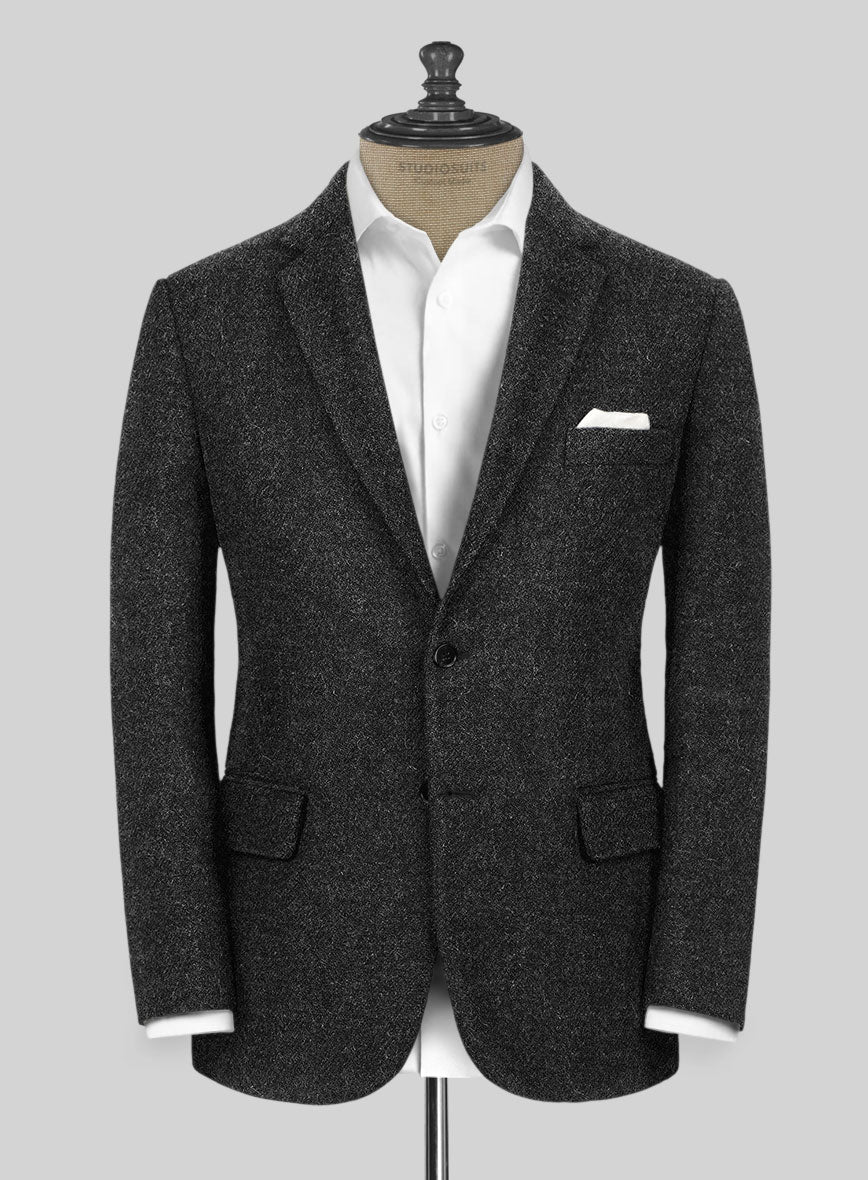 Harris Tweed Charcoal Solid Jacket - StudioSuits