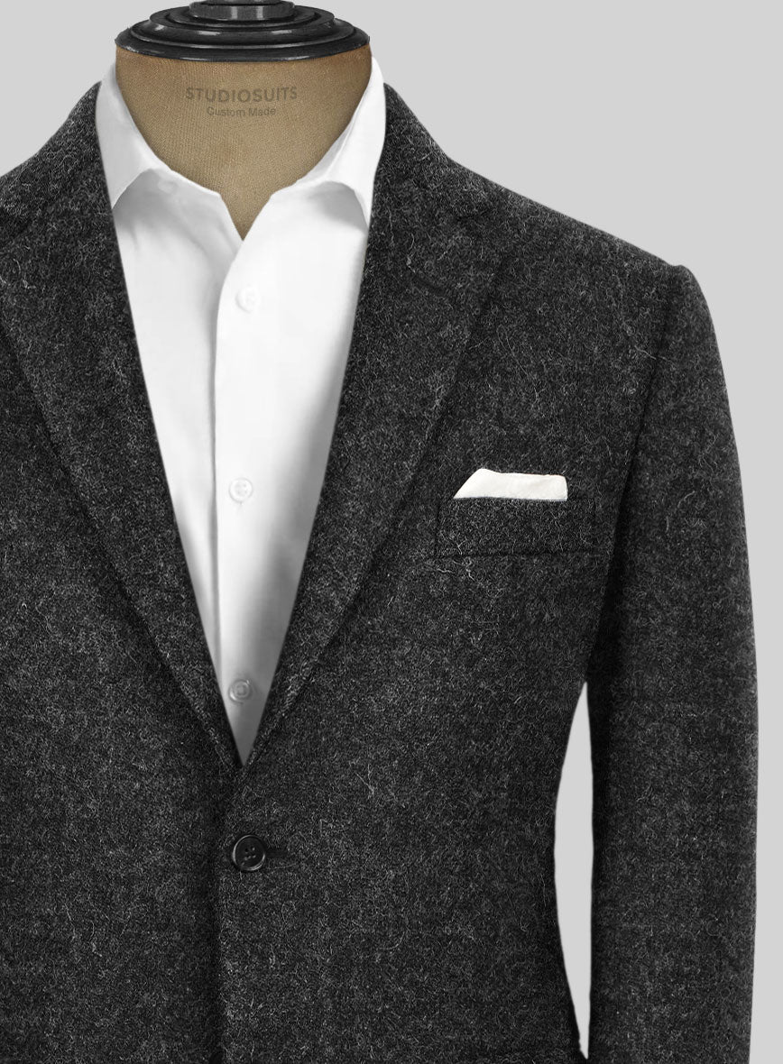 Harris Tweed Charcoal Solid Jacket - StudioSuits