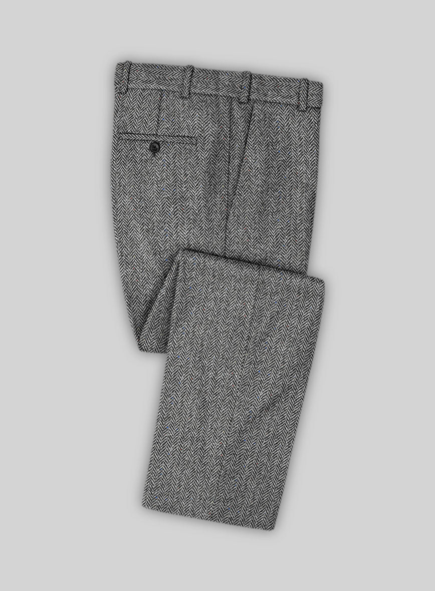 Harris Tweed Gray Chevron Pants - StudioSuits