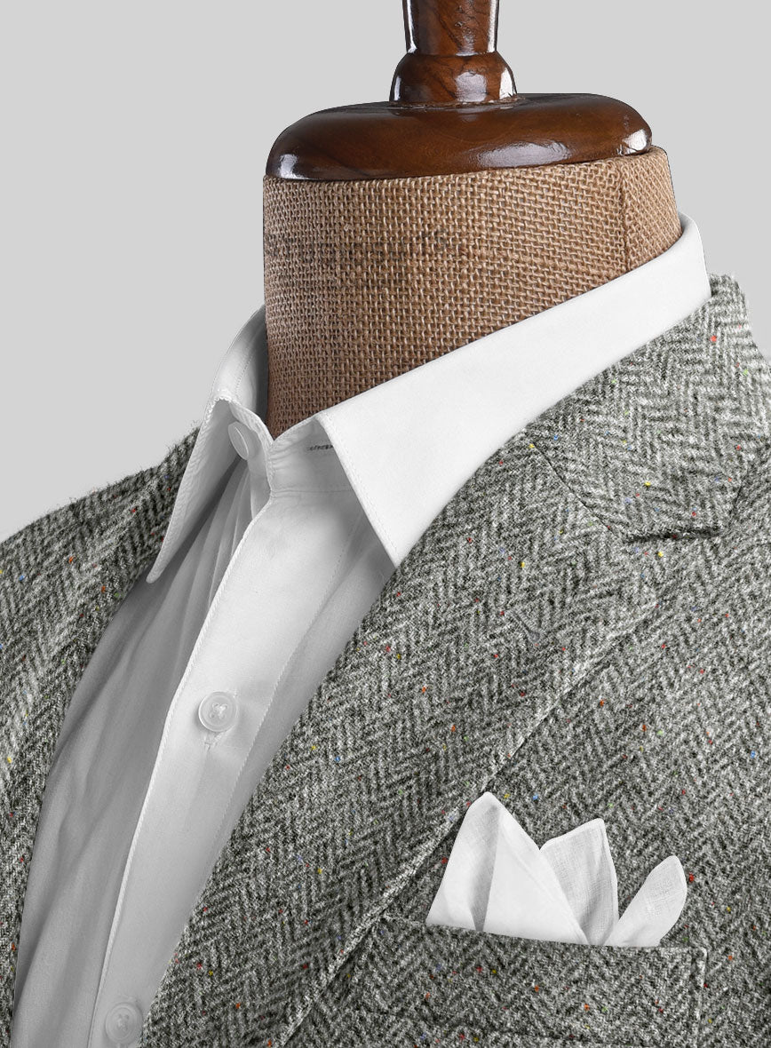 Harris Tweed Ice Gray Chevron Jacket - StudioSuits