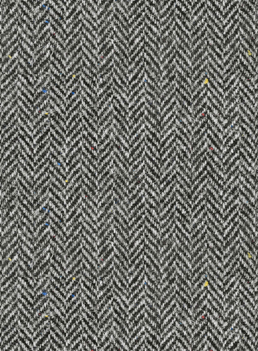 Harris Tweed Gray Chevron Pea Coat - StudioSuits