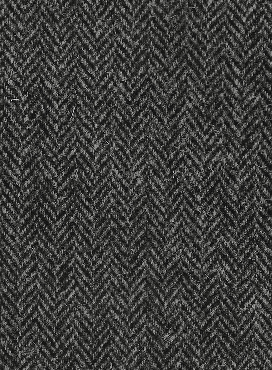 Harris Tweed Dark Gray Herringbone Highland Trousers - StudioSuits