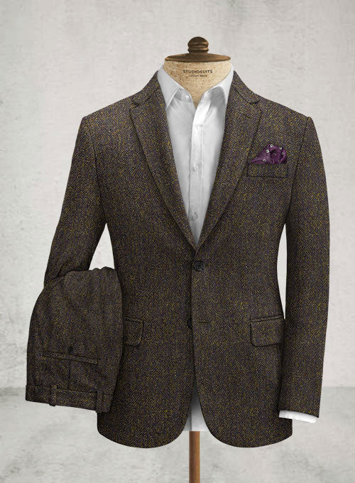 Harris Tweed Melange Brown Suit - StudioSuits
