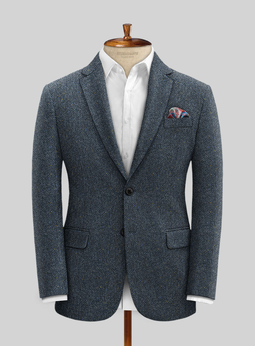 Harris Tweed Mid Blue Chevron Suit - StudioSuits