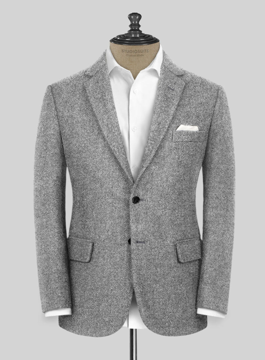 Harris Tweed Mid Gray Solid Jacket – StudioSuits