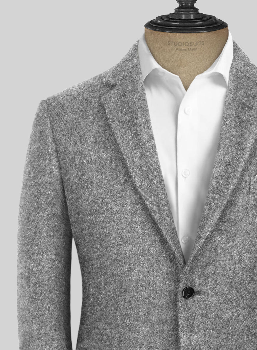 Harris Tweed Mid Gray Solid Jacket - StudioSuits